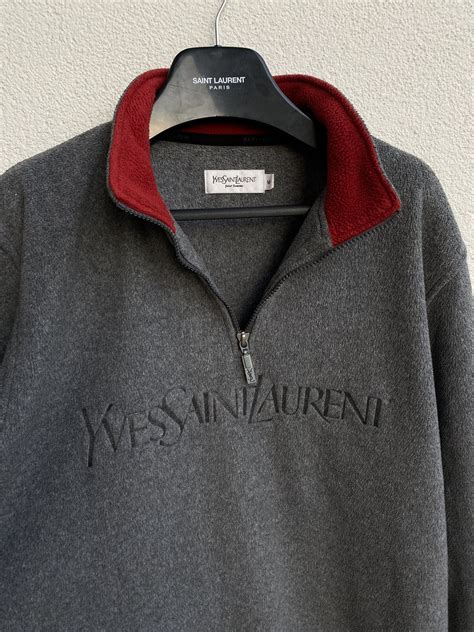 Yves Saint Laurent Teddy Y2k 1/4 Zip Fleece Sweater YSL 